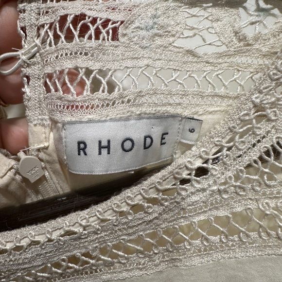 RHODE Pia Cream Cotton Lace Dress 6 | Romantic Boho Puff Sleeve - Picture 5 of 7